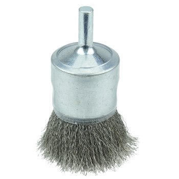 Weiler Acero inoxidable Cepillo de copa - Accesorio Eje - Diámetro 1 pulg. - Diámetro de la cerda 0.006 pulg. - Material de la copa: recubierto - 11016