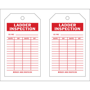 Imágen de Brady Rojo sobre blanco Laminado, Ojal de metal, Escribible Poliéster/papel Escalera 86503 Etiqueta de escalera (Imagen principal del producto)
