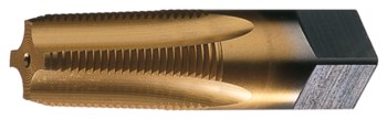 Greenfield Threading PTT-TN 1/2-14 NPT Gancho Mediano Cónico Macho cónico de tubería - 4 Flauta(s) - Acabado TiN - Acero de alta velocidad - Longitud Total 3.125 pulg. - 385458