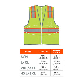 Ergodyne GloWear 8246Z Chaleco de alta visibilidad 24149 - tamaño 4EG/5EG - Poliéster - Lima - ANSI clase 2