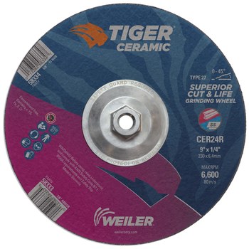 Weiler Tiger Ceramic Disco esmerilador 58334 - 9 pulg. - Cerámico - 24 - R