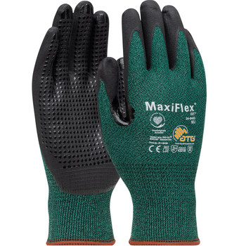 PIP MaxiFlex Cortar 34-8443 Verde/Negro Grande Protector de hilo Guantes resistentes a cortes - Longitud 9.3 pulg. - 616314-15623