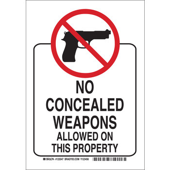 Imágen de Brady B-401 Poliesterino de alto impacto Rectángulo Blanco Inglés Cartel de control de armas 123546 (Imagen principal del producto)
