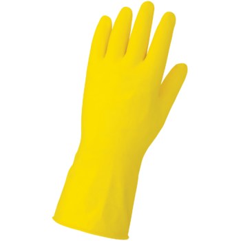 Global Glove 150F Amarillo Grande Látex Guantes de trabajo - Longitud 12 pulg. - 150f lg