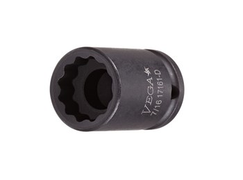 Vega Tools M10801-D 12 Puntos 8 mm Toma De Impacto - Acero S2 Modificado - accionamiento 1/4 pulg. Cuadrado - A - Cónico - 25.0 mm Longitud - 01775