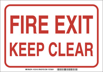 Imágen de Brady B-401 Poliesterino de alto impacto Rectángulo Blanco Inglés Cartel de salida de incendios 132136 (Imagen principal del producto)