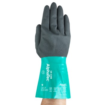 Ansell AlphaTec B58-530 Mar verde/antracita gris 9 Nitrilo Apoyado Guante resistente a productos químicos - acabado Áspero - 076490-23811