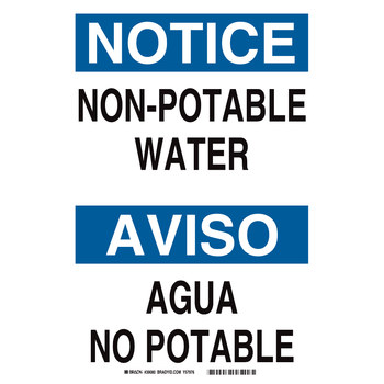 Imágen de Brady B-401 Rectángulo Blanco Inglés/Español Cartel de saneamiento de agua 39080 (Imagen principal del producto)