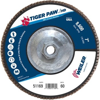 Weiler Tiger Paw Tipo 27 - Zirconio - 7 pulg. - 60 - Mediano - 51169