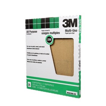 3M Pro-Pak Hoja de lijado 99401 - 9 pulg. x 11 pulg. - Óxido de aluminio - 220 - Muy fino