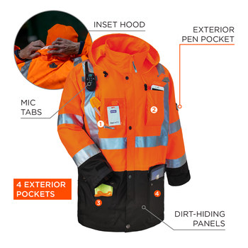 Ergodyne GloWear 8386 Chamarra para lluvia 25464 - tamaño Grande - Naranja