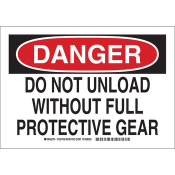 Imágen de Brady B-555 Aluminio Rectángulo Blanco Inglés Cartel de protección de seguridad 128706 (Imagen principal del producto)