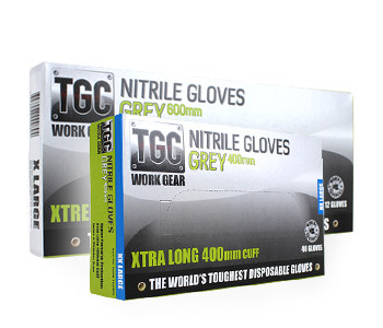 The Glove Company TGC WorkGear Gris Mediano Nitrilo Guantes desechables - acabado Con textura - Longitud 16 pulg. - 348098-00063