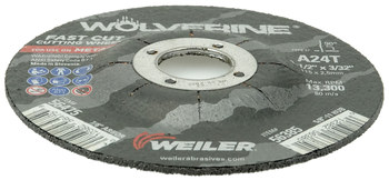 Weiler Wolverine Rueda de corte 56475 - Tipo 27 - rueda de centro hundido - 4-1/2 pulg - Óxido de aluminio - 24 - T