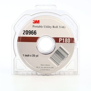 3M Rollo 20966 - 1 pulg. x 20 yd - Óxido de aluminio - P180 - Muy fino