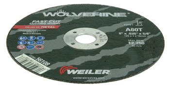 Weiler Wolverine Rueda de corte 56108 - Tipo 1 - Rueda recta - 5 pulg. - Óxido de aluminio - 60 - T