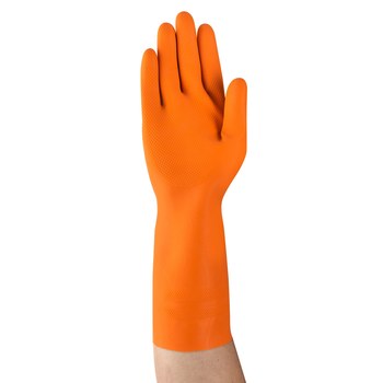 Ansell AlphaTec 87-208 Naranja 10 Látex No compatible Guantes resistentes a productos químicos - acabado Diamante incrustado - Longitud 13 pulg. - 076490-92087