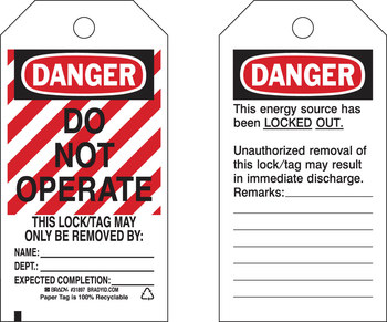 Imágen de Brady Negro/Rojo sobre blanco Cartulina 31897 Etiqueta de seguridad del equipo (Imagen principal del producto)