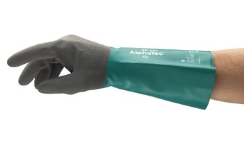 Ansell AlphaTec ANSELL GRIP™ 58-435 Mar verde/antracita gris 11 Nitrilo Apoyado Guante resistente a productos químicos - acabado Áspero - Longitud 15 pulg. - 076490-15024