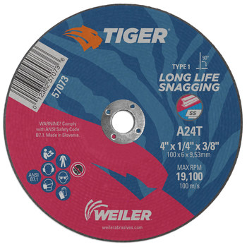 Weiler Tiger Rueda de enganche 57073 - Tipo 1 (recto) - 4 pulg. - Óxido de aluminio - 24 - T