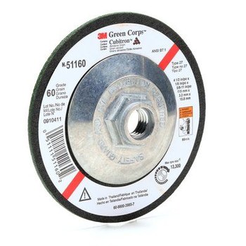 3M Green Corps Rueda esmeriladora de superficie 51160 - 4 1/2 pulg. - Cerámico - 60 - Mediano