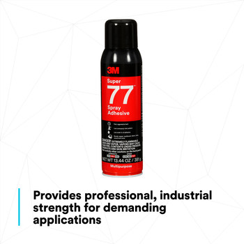 3M Super 77 Multipurpose Spray Adhesive Clear Aerosol 20 oz Aerosol Can - 86234 - 13.44 oz Net Weight