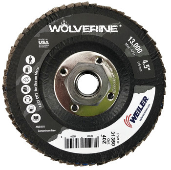 Weiler Wolverine Tipo 29 - Zirconia - 4 1/2 pulg. - 40 - Grueso - 31350