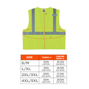 Ergodyne Glowear 8225Z Chaleco de alta visibilidad 21169 - tamaño 4EG/5EG - Poliéster - Lima de alta visibilidad - ANSI clase 2