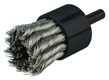 Weiler Acero inoxidable Cepillo de copa - Accesorio Vástago sin rosca - Diámetro 1-1/8 pulg. - Diámetro de la cerda 0.014 pulg. - Material de la copa: estándar - 10031
